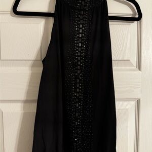 INC International Concepts Black Embellished Backless Tank Top